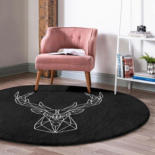 Fekete mosható-robotporszívóval tisztítható kerek szőnyeg ø 100 cm Comfort – Mila Home-image-1