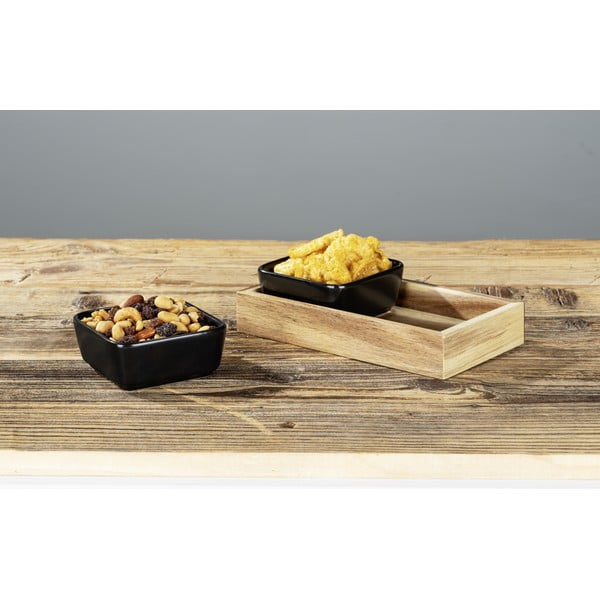 2 db fekete kerámia szervírozó tál tálcával Elo - Wenko-image-4
