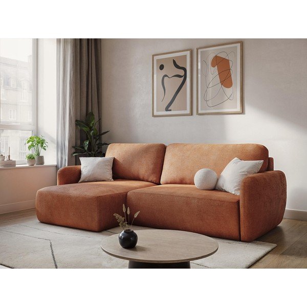 Világosszürke zsenília kinyitható-tárolóhelyes sarokkanapé  (U alakú) Lilo – Makamii-image-1