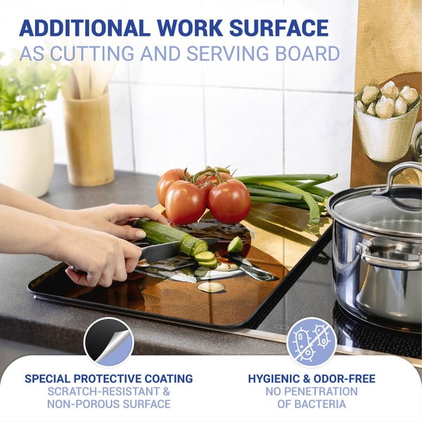 Edzett üveg tűzhely fedőlap szett 2 db-os 30x52 cm Coffee – Wenko-image-4