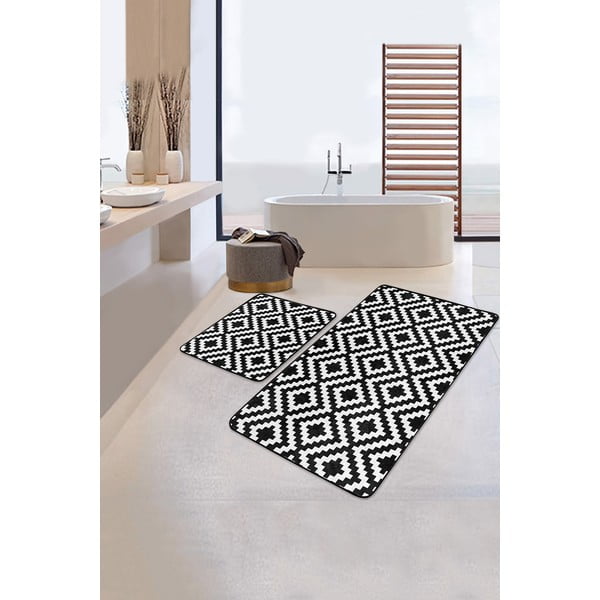 Fehér-fekete fürdőszobai kilépő szett 2 db-os 60x100 cm – Mila Home-image-1