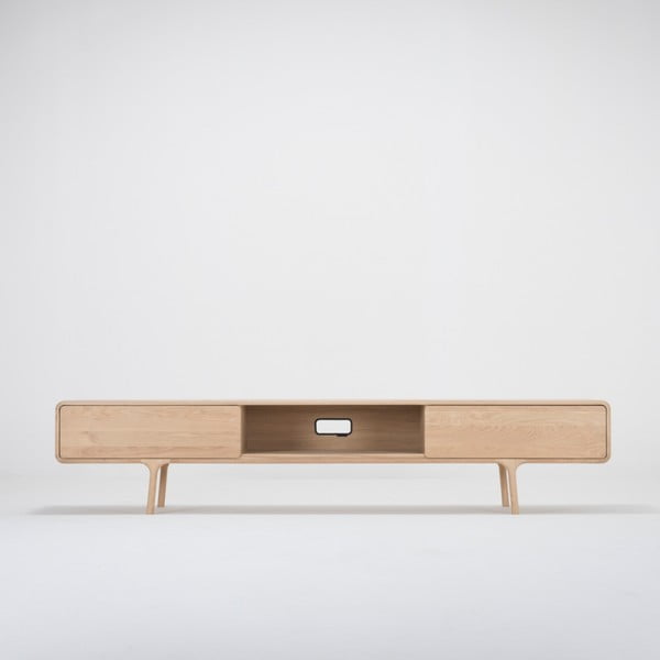 Fawn tömör tölgyfa TV állvány 2 fiókkal - Gazzda-image-3