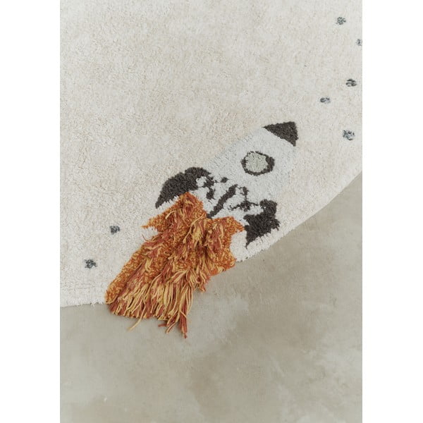 Krémszínű mosható kézi szövésű pamut gyerek játszószőnyeg ø140 cm Interstellar Journey – Lorena Canals-image-4