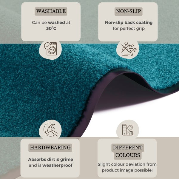 Wash & Clean türkiz lábtörlő, 39 x 58 cm - Hanse Home-image-2