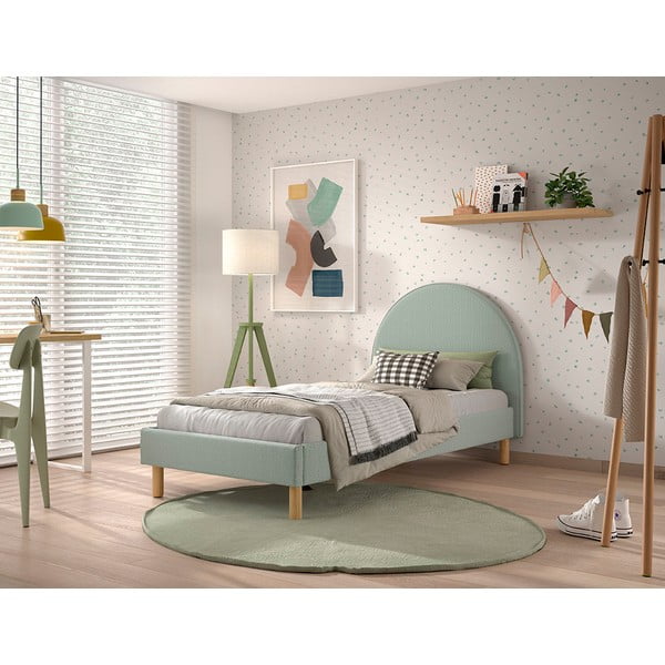 Zöld kárpitozott egyszemélyes ágy ágyráccsal 90x200 cm MOON – Vipack-image-1