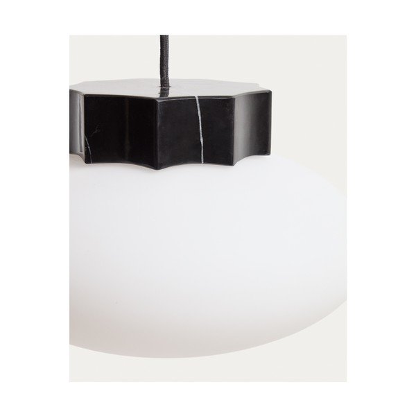 Fehér-fekete fém függőlámpa üveg búrával ø 26 cm Idela – Kave Home-image-3