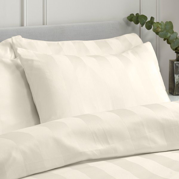 Krémszínű kétszemélyes szatén ágyneműhuzat 200x200 cm So Soft Satin Stripe – Catherine Lansfield-image-2