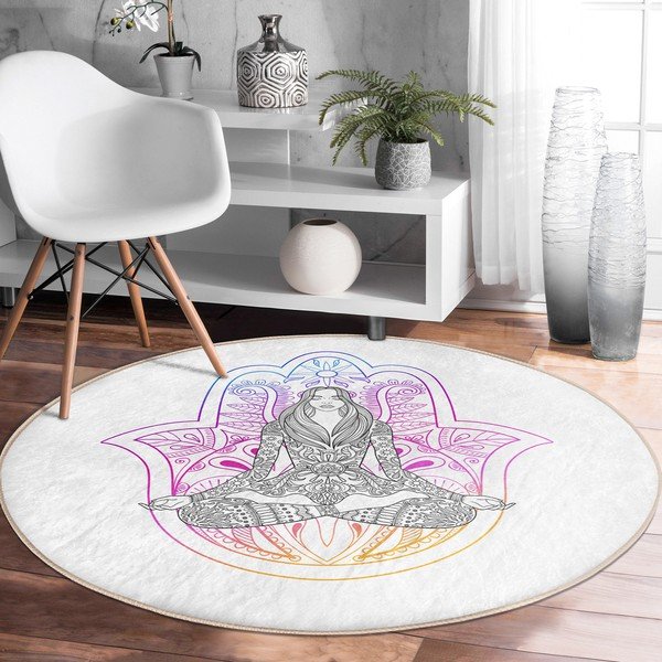 Fehér mosható-robotporszívóval tisztítható kerek szőnyeg ø 120 cm Comfort – Mila Home-image-1