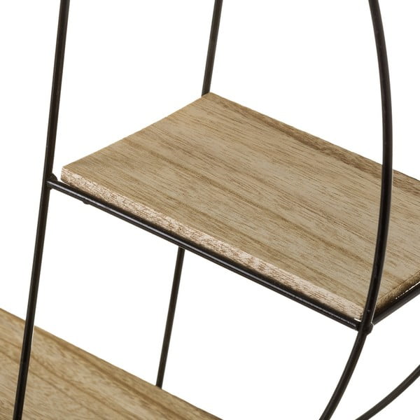 Fekete-natúr színű többszintes paulownia fali polc – Casa Selección-image-1