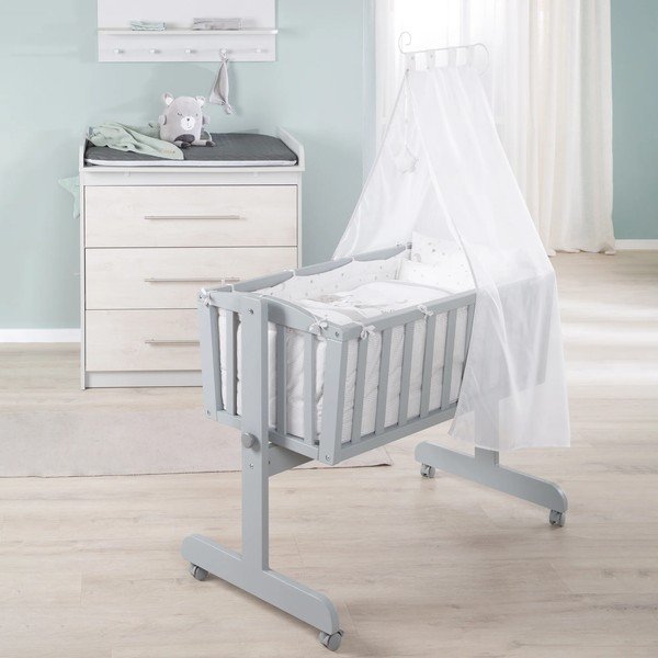 Szürke gurulós bölcső baldachinnal 40x90 cm Strenenzauber – Roba-image-1