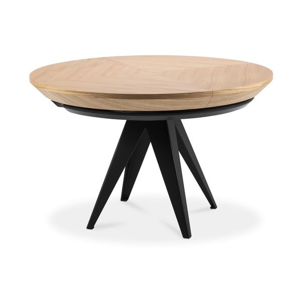 Kerek bővíthető étkezőasztal tölgyfa dekoros asztallappal hosszabbító asztallappal ø 120 cm Magnus – Windsor & Co Sofas