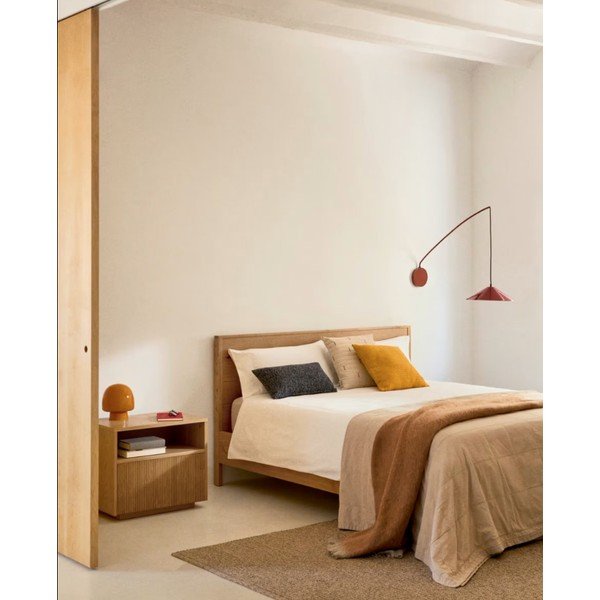 Natúr színű tölgyfa egyszemélyes ágy ágyráccsal 90x190 cm Alguema – Kave Home-image-2