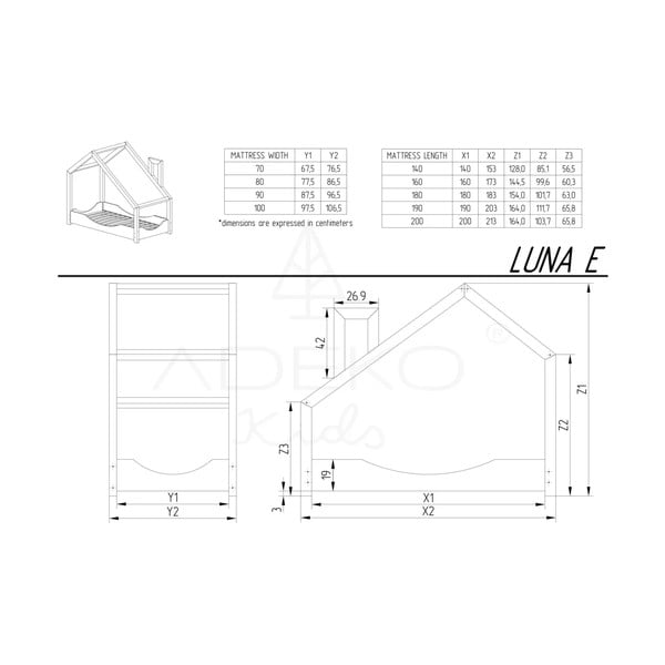 Luna Elma borovi fenyő házikó ágy, 80 x 160 cm - Adeko-image-3