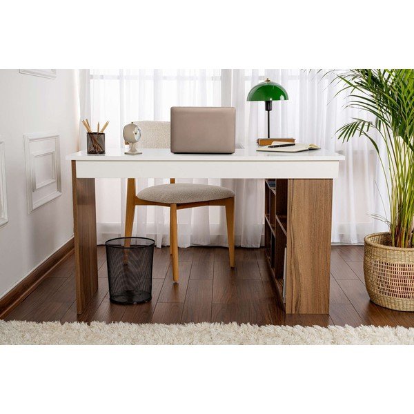 Íróasztal diófa dekorral 120x130 cm Vesper – Kalune Design-image-4