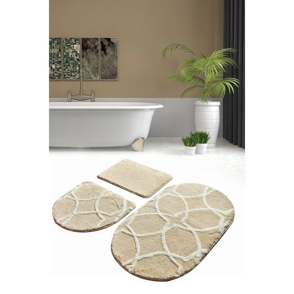 Bézs fürdőszobai kilépő szett 3 db-os 60x40 cm Bonne – Foutastic-image-2