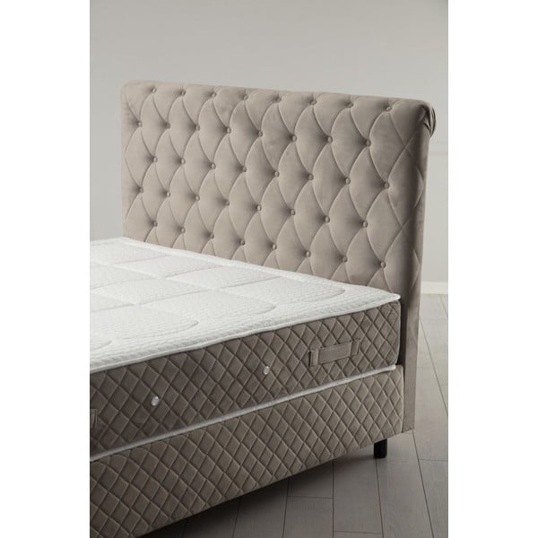 Bézs ágyneműtartós boxspring ágy 140x200 cm Sonata – Kalune Design-image-1