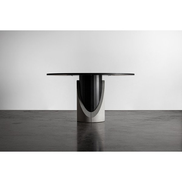 Kerek étkezőasztal tölgyfa dekoros asztallappal 140x140 cm Sharp - Lyon Béton-image-3