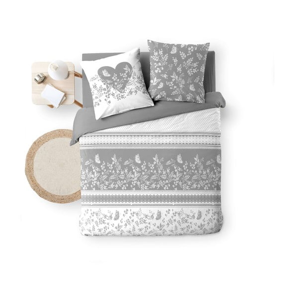 Fehér-szürke kétszemélyes pamut ágyneműhuzat 200x200 cm Annie – douceur d'intérieur-image-4