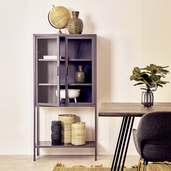 Szürke acél tálalószekrény 75x150x35 cm Acier – Premier Housewares-image-1