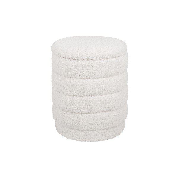 Cuddly fehér kerek puff tárolóhellyel - Leitmotiv-image-2