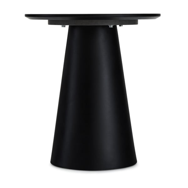 Fekete-világosszürke dohányzóasztal márvány dekoros asztallappal ø 45 cm Tango – Furnhouse-image-2