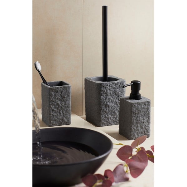 Antracitszürke poligyanta fürdőszobai kiegészítő szett Villata – Wenko-image-1