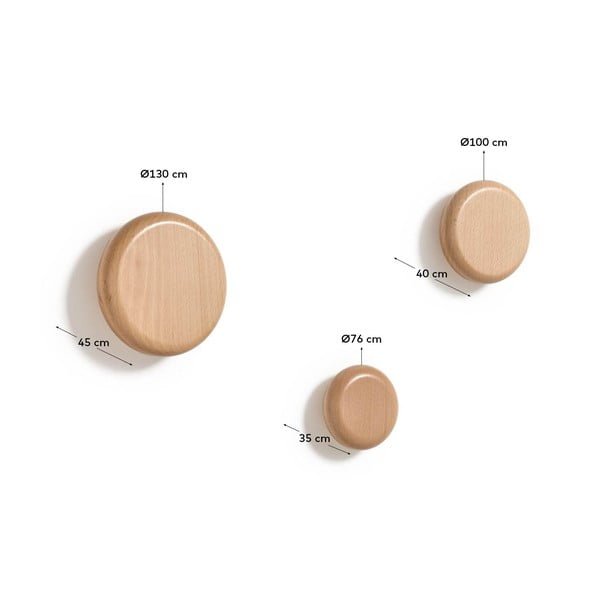 Natúr színű fali fa akasztó szett 3 db-os Nadue – Kave Home-image-3