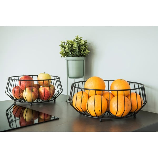 Linea fekete fém gyümölcskosár, ø 34 cm - PT LIVING-image-1