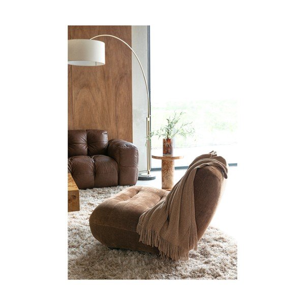Barna bársony fotel Wyatt – Dutchbone-image-1