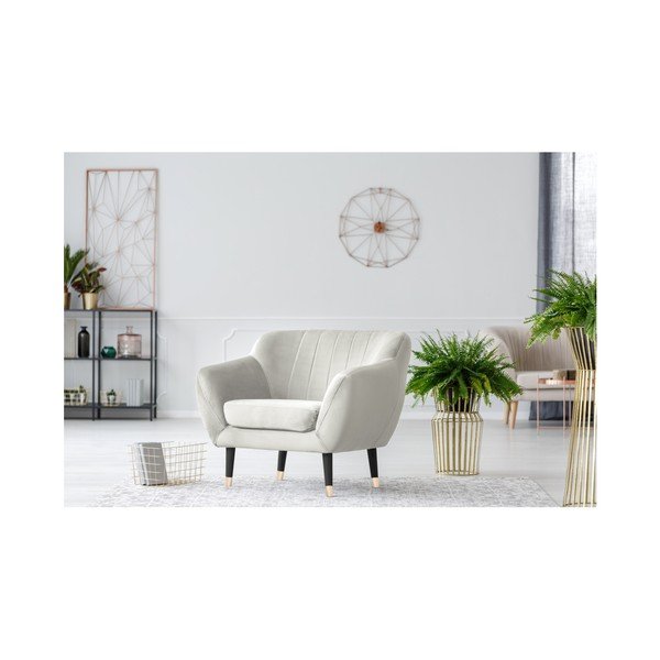 Benito krémszínű fotel fekete lábakkal - Mazzini Sofas-image-2