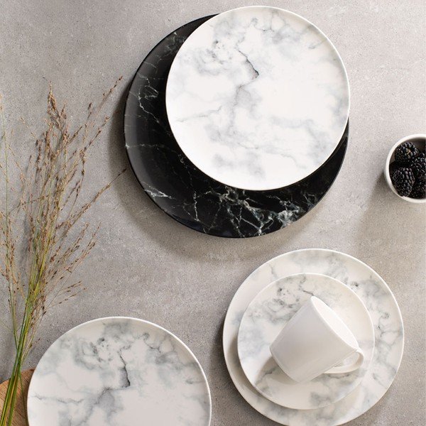 Marmory 8 db-os fekete-fehér porcelán étkészlet - Villeroy & Boch-image-1
