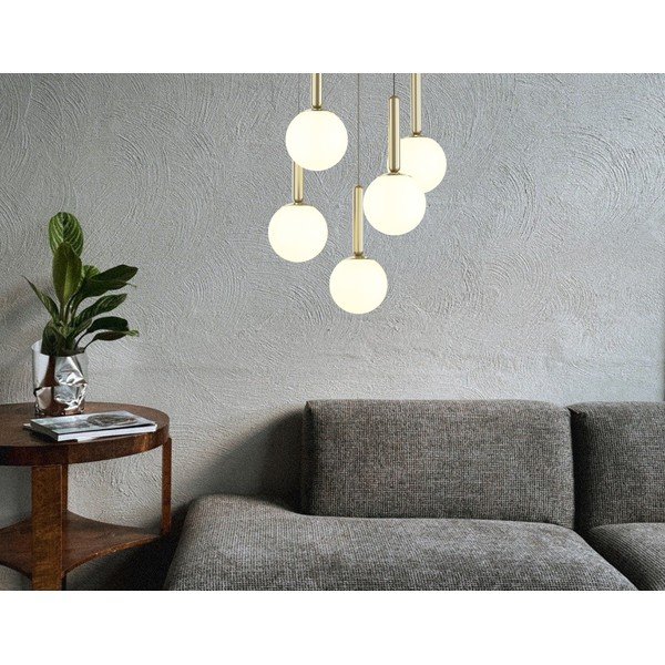 Aranyszínű függőlámpa üveg búrával ø 34 cm One – Squid Lighting-image-1