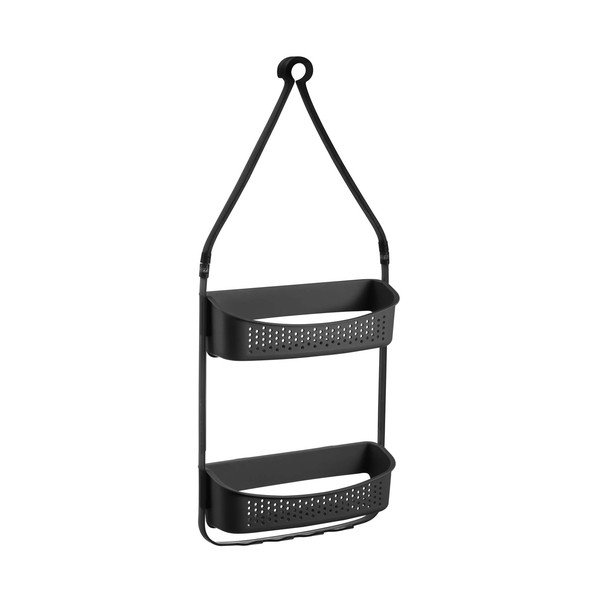 Matt fekete függő műanyag fürdőszobai polc Vesper – douceur d'intérieur