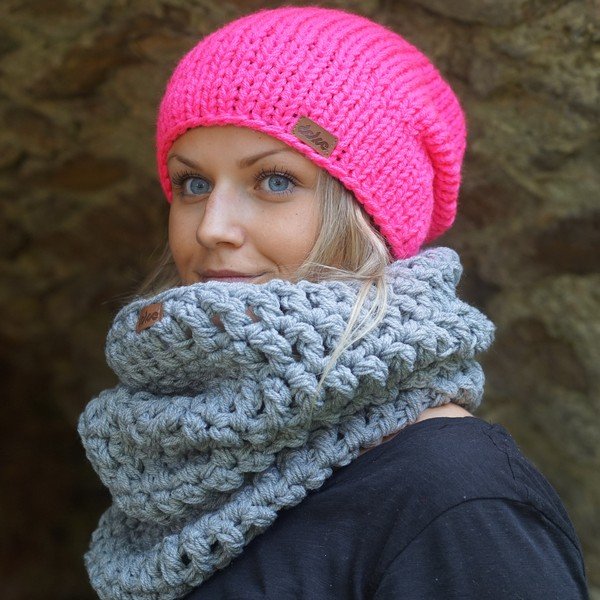Pink Beanie kézzel horgolt sapka - DOKE-image-1