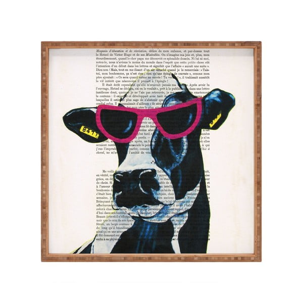 Cool Cow dekoratív fatálca, 40 x 40 cm