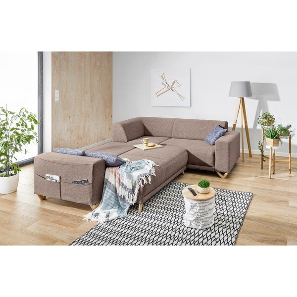 Barna kinyitható-tárolóhelyes sarokkanapé (jobb oldali-L alakú) Classy Sophie – Miuform-image-4