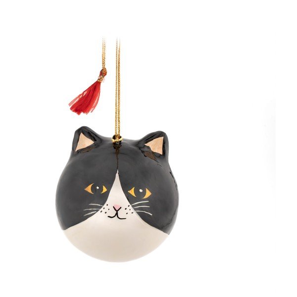 Papír karácsonyfadísz 8 cm Black Cat – Sass & Belle
