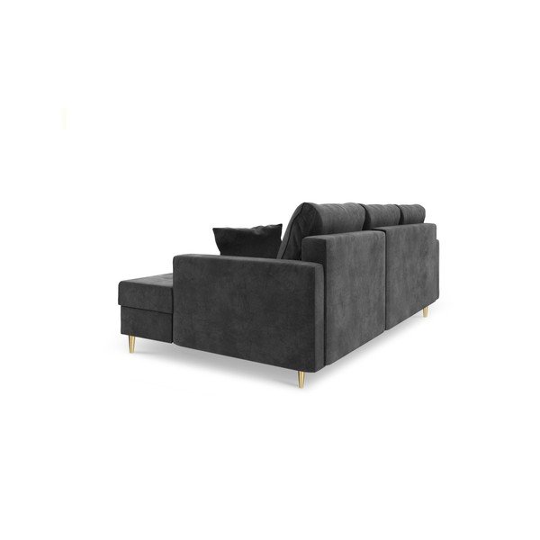 Muguet sötétszürke kinyitható kanapé ágyneműtartóval, bal oldali - Mazzini Sofas-image-3