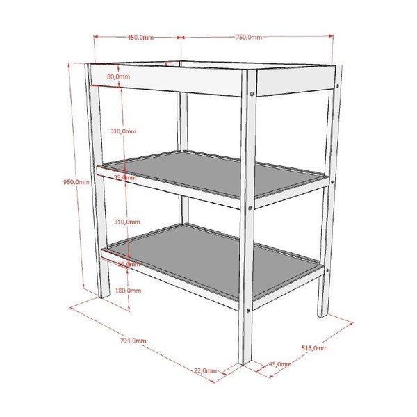 Barna bükkfa pelenkázó asztal Dino – Vipack-image-2