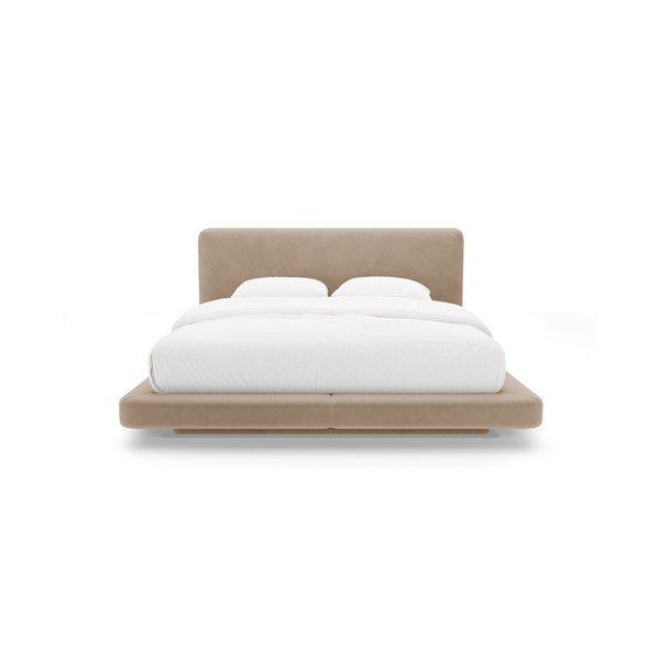 Világosbarna kárpitozott franciaágy 160x200 cm Linea – Micadoni -image-3