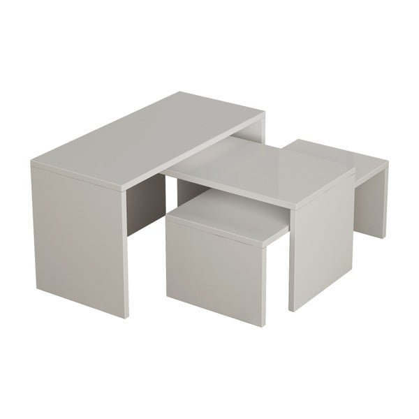 Puzzle fehér 3 darabos dohányzóasztal szett - Homitis