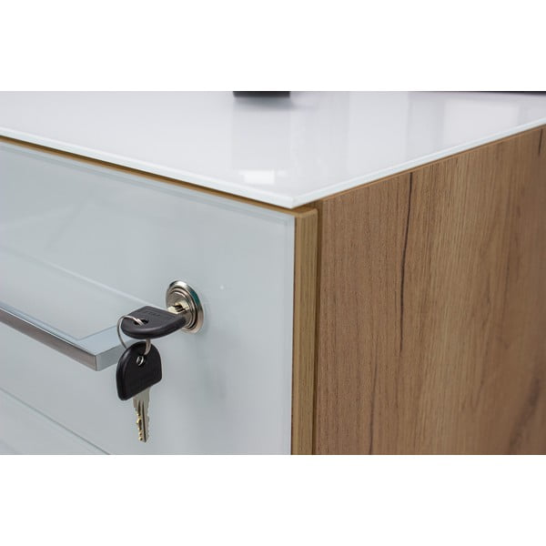 Fehér-natúr színű szekrény tölgyfa dekorral 40x55 cm Monteria – Germania-image-1