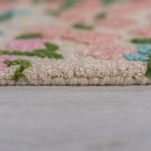 Krémszínű kézi szövésű gyapjú szőnyeg 160x230 cm Emilia Floral – Flair Rugs-image-4