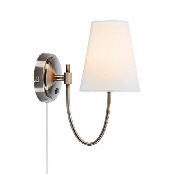 Fehér-sárgaréz színű konnektorhoz csatlakoztatható fali lámpa Amar – Markslöjd