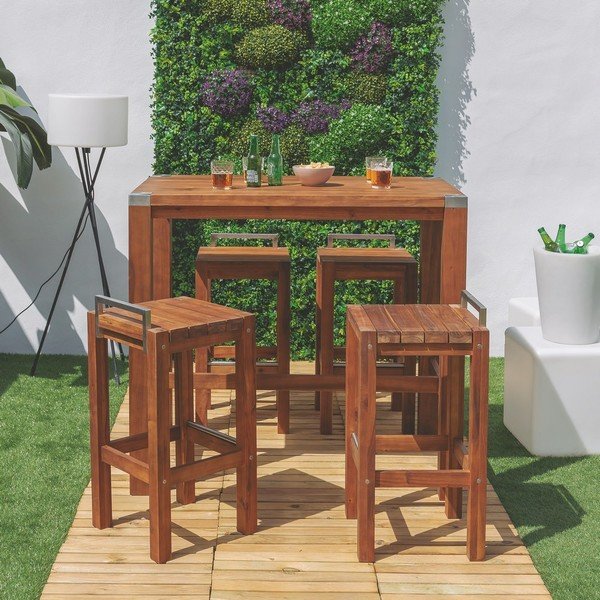 Natúr színű tömörfa kerti bárszék Norah – LDK Garden-image-1