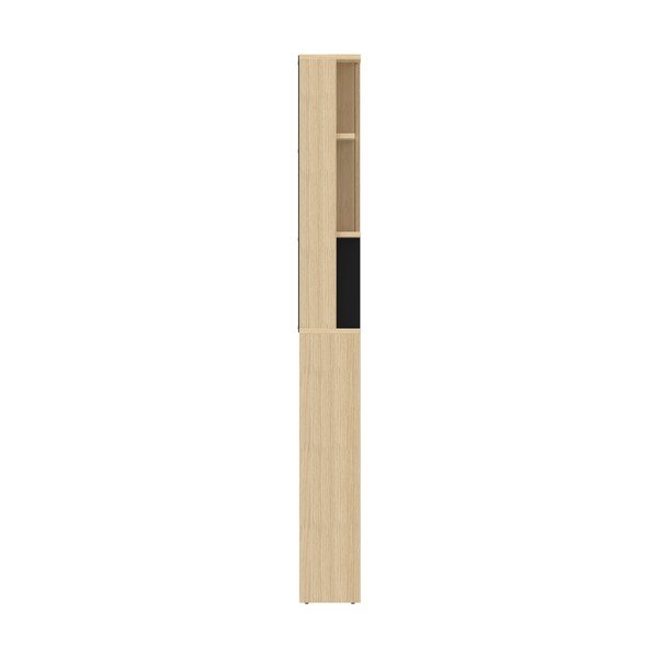 Fekete magas fürdőszoba szekrény tölgyfa dekorral, mosógép/WC fölé 64x179 cm Kube - TemaHome -image-3