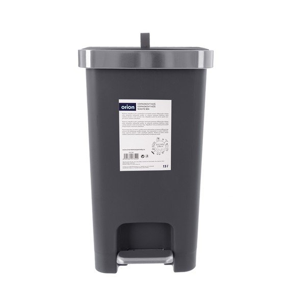 Szürke műanyag pedálos szemetes 15 l Premier – Orion-image-3