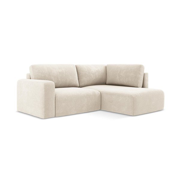 Krémszínű zsenília kinyitható-tárolóhelyes sarokkanapé (jobb oldali-L alakú) Kona – Makamii-image-2