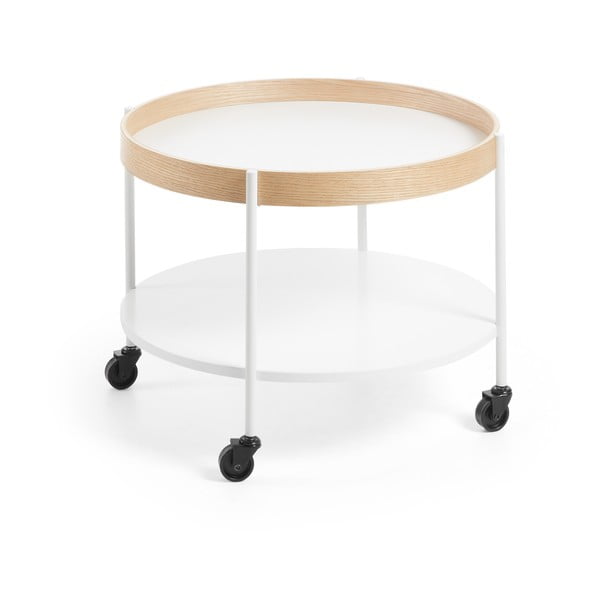 Alban fehér guruló tárolóasztal, ⌀ 60 cm - La Forma