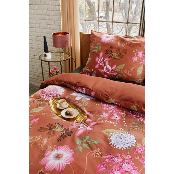 Blossom terrakotta barna kétszemélyes pamutszatén ágyneműhuzat, 160 x 220 cm - Bonami Selection-image-4